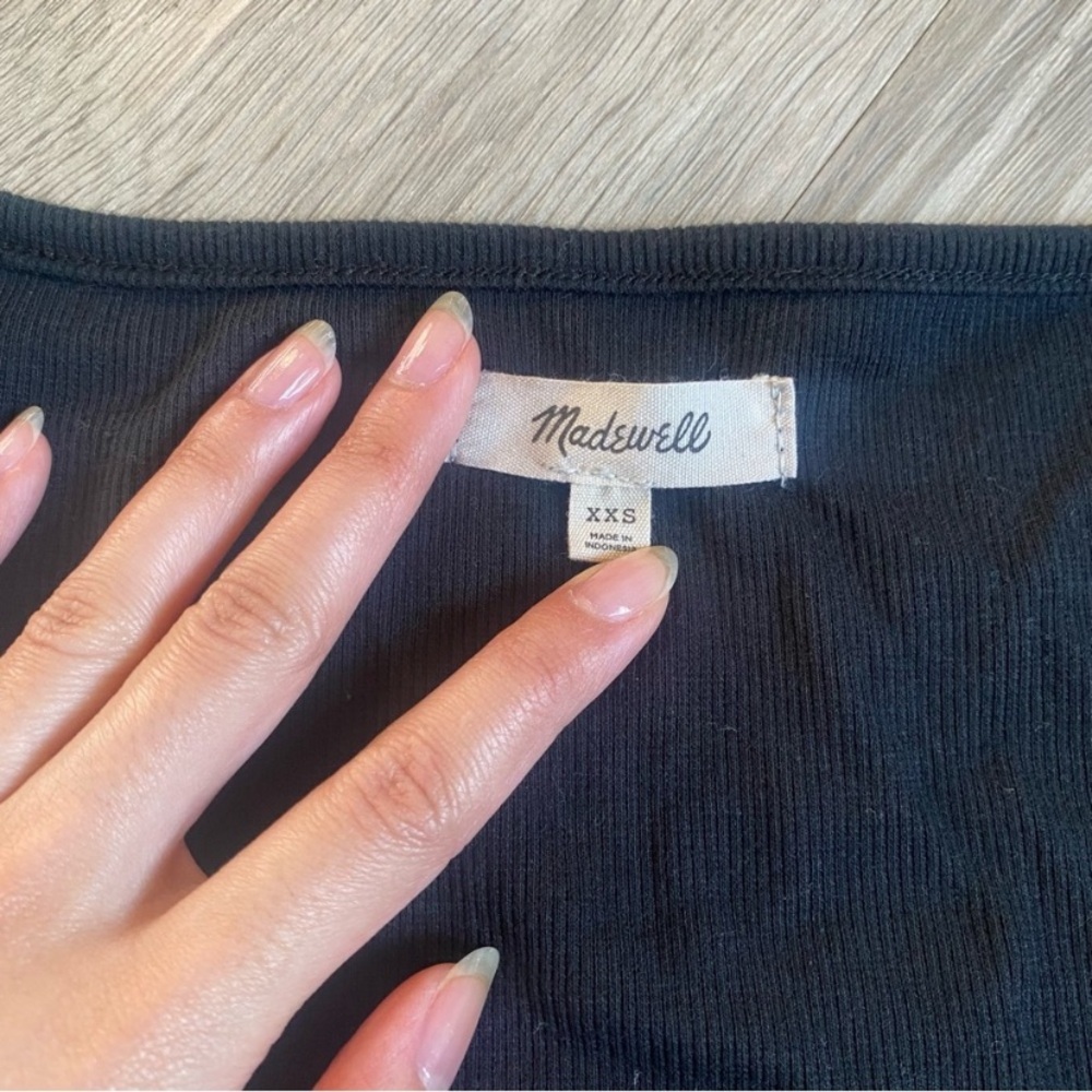 Madewell Ribbed Black Henley Crop Top XXS - Picture 2 of 7